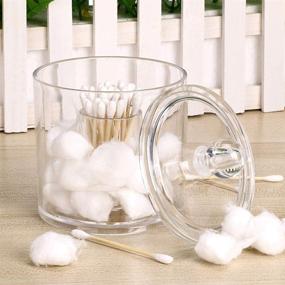 img 3 attached to Hipewe Clear Acrylic Cotton Ball and Swab Organizer with Lid - Stylish Apothecary Jar for Bathroom Storage - Makeup Cotton Rounds, Pads, and Q-Tips Holder