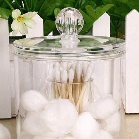 img 2 attached to Hipewe Clear Acrylic Cotton Ball and Swab Organizer with Lid - Stylish Apothecary Jar for Bathroom Storage - Makeup Cotton Rounds, Pads, and Q-Tips Holder