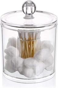 img 4 attached to Hipewe Clear Acrylic Cotton Ball and Swab Organizer with Lid - Stylish Apothecary Jar for Bathroom Storage - Makeup Cotton Rounds, Pads, and Q-Tips Holder