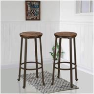 🪑 glitzhome rustic steel bar stool set of 2 - round wood top pub height chairs for dining room logo