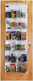 img 4 attached to Regal Bazaar Over-The-Door White Pantry Organizer and Kitchen Storage Unit | 24 Crystal-Clear Vinyl Pockets, 3 Metal Hooks