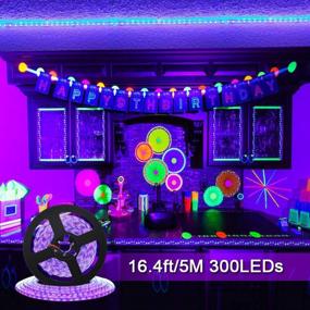 img 2 attached to Sunmerit UV Black Light LED Strip, 16.4FT 300 LEDs, Birthday Halloween Fluorescent Stage, Ultraviolet Fixtures Rope Lighting Decoration Glow in Dark Party, Non-Waterproof 12V