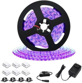 img 4 attached to Sunmerit UV Black Light LED Strip, 16.4FT 300 LEDs, Birthday Halloween Fluorescent Stage, Ultraviolet Fixtures Rope Lighting Decoration Glow in Dark Party, Non-Waterproof 12V