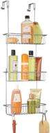 🚿 chrome over door shower caddy with built-in hooks and baskets - 3 tier hanging bathroom organizer for shampoo, body wash, loofahs logo