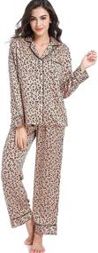img 4 attached to 🌙 Serenedelicacy Women's Satin Pajama Set: Luxurious 2-Piece Sleepwear Loungewear for Ultimate Comfort