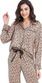 img 3 attached to 🌙 Serenedelicacy Women's Satin Pajama Set: Luxurious 2-Piece Sleepwear Loungewear for Ultimate Comfort