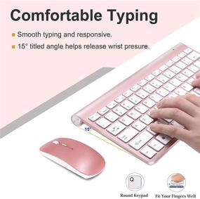 img 3 attached to 🔋 Energy Saving Keyboard and Mouse Combo: TRELC 2.4G Ultra Thin Wireless Keyboard and Slim DPI Adjustable Mouse for PC, Desktop, Computer, Notebook, Laptop, Smart TV, with Silent Click - Rosy Gold