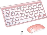 🔋 energy saving keyboard and mouse combo: trelc 2.4g ultra thin wireless keyboard and slim dpi adjustable mouse for pc, desktop, computer, notebook, laptop, smart tv, with silent click - rosy gold logo