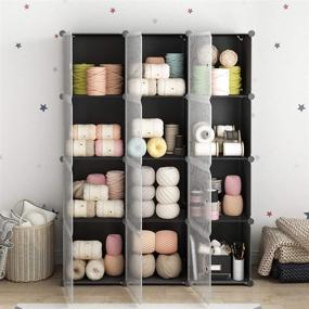 img 1 attached to KOUSI Portable Cube Storage - 14x14 Cube Wire Cube Organizer Clothes Storage Shelves Plastic Dresser Cubes, Black (3x4 Cubes)