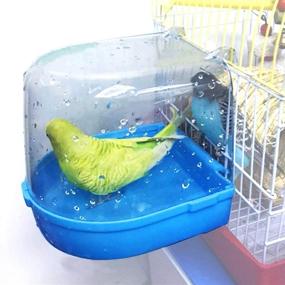 img 4 attached to 🐦 AYUBOOM Clear Hanging Bird Bath for Small Bird Cage - Cockatiel, Conure, Parakeet - Blue