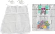 🛀 home-x bathtub toy and bathroom mesh bag with suction cup hooks - efficient organizer for bathtub storage and baby bath toy organization - ideal baby shower gift - 18" l x 12 1/2" w - in white logo