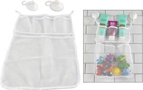 img 4 attached to 🛀 HOME-X Bathtub Toy and Bathroom Mesh Bag with Suction Cup Hooks - Efficient Organizer for Bathtub Storage and Baby Bath Toy Organization - Ideal Baby Shower Gift - 18" L x 12 1/2" W - in White