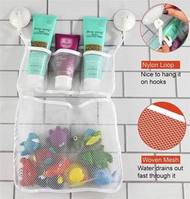 img 3 attached to 🛀 HOME-X Bathtub Toy and Bathroom Mesh Bag with Suction Cup Hooks - Efficient Organizer for Bathtub Storage and Baby Bath Toy Organization - Ideal Baby Shower Gift - 18" L x 12 1/2" W - in White