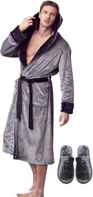 img 4 attached to Premium Hooded Luxury Bathrobes in Stylish Grey and Black - Large X Large Size