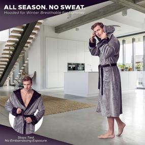 img 2 attached to Premium Hooded Luxury Bathrobes in Stylish Grey and Black - Large X Large Size