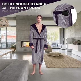 img 1 attached to Premium Hooded Luxury Bathrobes in Stylish Grey and Black - Large X Large Size