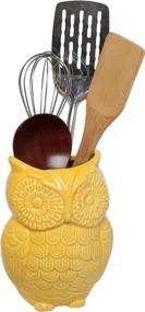 img 3 attached to 🦉 Versatile and Stylish Ceramic Cooking Utensil Holder: MyGift Yellow Owl Design for Efficient Kitchen Storage