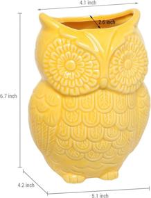 img 1 attached to 🦉 Versatile and Stylish Ceramic Cooking Utensil Holder: MyGift Yellow Owl Design for Efficient Kitchen Storage