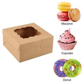 img 2 attached to 🎁 Premium Set of 24 Moretoes 6x6x3in Brown Bakery Boxes for Pastries, Cookies, and Mini Cakes – Includes Window, Parchment Paper, and Stickers!