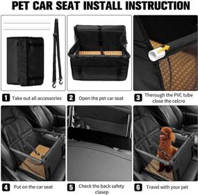 img 3 attached to Convenient and Safe Travel with LuckPetly Dog Car Seat: Small Dog Puppy Portable Pet Booster Car Seat with Seat Belt, Adjustable Straps, and Rattan Mat