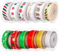 🎀 12pcs christmas ribbon set - satin ribbons for crafts decorations, gift box wrapping, sewing, hair banding, wedding, diy crafts - 12 colors, 60 yards 3/8 inch logo