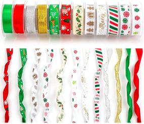 img 2 attached to 🎀 12Pcs Christmas Ribbon Set - Satin Ribbons for Crafts Decorations, Gift Box Wrapping, Sewing, Hair Banding, Wedding, DIY Crafts - 12 Colors, 60 Yards 3/8 Inch