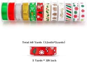 img 3 attached to 🎀 12Pcs Christmas Ribbon Set - Satin Ribbons for Crafts Decorations, Gift Box Wrapping, Sewing, Hair Banding, Wedding, DIY Crafts - 12 Colors, 60 Yards 3/8 Inch