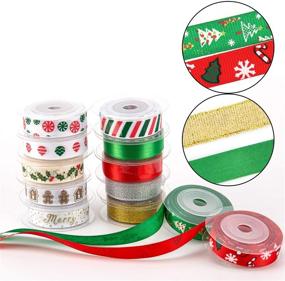 img 1 attached to 🎀 12Pcs Christmas Ribbon Set - Satin Ribbons for Crafts Decorations, Gift Box Wrapping, Sewing, Hair Banding, Wedding, DIY Crafts - 12 Colors, 60 Yards 3/8 Inch