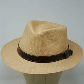 img 2 attached to 👒 Savanna Teardrop: Hand Woven Panama Hat with Leather Belt Trim - A Genuine Style Statement