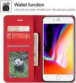 img 3 attached to 📱 QLTYPRI Red Flip Wallet Case for iPhone 7/8/SE (2020) - Premium PU Leather, Card Holder, Kickstand, Magnetic Adsorption