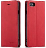 📱 qltypri red flip wallet case for iphone 7/8/se (2020) - premium pu leather, card holder, kickstand, magnetic adsorption logo