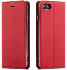 img 4 attached to 📱 QLTYPRI Red Flip Wallet Case for iPhone 7/8/SE (2020) - Premium PU Leather, Card Holder, Kickstand, Magnetic Adsorption