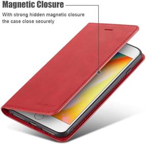 img 1 attached to 📱 QLTYPRI Red Flip Wallet Case for iPhone 7/8/SE (2020) - Premium PU Leather, Card Holder, Kickstand, Magnetic Adsorption