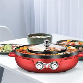 img 1 attached to 🍲 Versatile 4.5L Hot Pot with Removable Grill - Korean BBQ Smokeless Grill and Shabu Hot Pot Combo for Indoor and Outdoor Gatherings (Red)