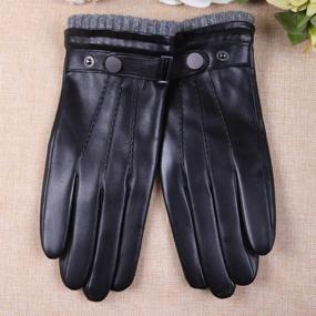 img 2 attached to Texting Touchscreen Sheepskin Leather Cashmere Men's Accessories in Gloves & Mittens