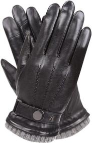img 4 attached to Texting Touchscreen Sheepskin Leather Cashmere Men's Accessories in Gloves & Mittens
