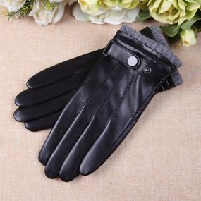 img 1 attached to Texting Touchscreen Sheepskin Leather Cashmere Men's Accessories in Gloves & Mittens