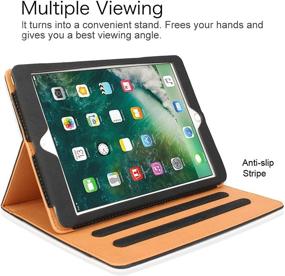 img 2 attached to 📱 S-Tech Black and Tan Apple iPad Mini 1 2 3 Soft Leather Wallet Smart Cover - Sleep/Wake Flip Case
