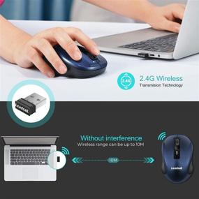 img 3 attached to 🖱️ LeadsaiL Wireless Computer Mouse - 2.4G Portable Slim Cordless Mouse | Less Noise for Laptop | Optical Mouse with 4 Buttons | AA Battery Powered | USB Mouse for Laptop, Desktop, MacBook (Blue+Black)