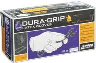 dura-grip heavy duty gloves, powder-free, latex, 8 mil thickness, available in sizes medium, large, and xl logo