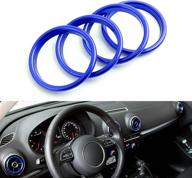 xotic tech ac air outlet ring cover trim compatible with audi a3 s3 rs3 2013-2020 (blue) -4pcs logo