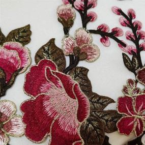 img 1 attached to 🌺 Set of 3 Flower Patch Embroidered Garment Appliques for Sewing on Clothes, Cheongsam, Wedding Dress—Red A