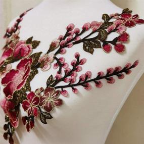 img 2 attached to 🌺 Set of 3 Flower Patch Embroidered Garment Appliques for Sewing on Clothes, Cheongsam, Wedding Dress—Red A