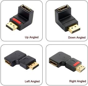 img 1 attached to 🔌 Cablecc Right Angled 90 Degree DisplayPort Male to Female Extension Adapter - Standard DP 4K: Enhanced Connectivity with Improved Flexibility