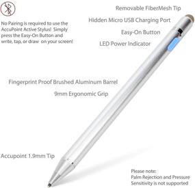 img 4 attached to 🖊️ Высокоточное перо BoxWave Stylus Pen для Samsung Galaxy S10 Plus - Металлическое серебро: активное перо AccuPoint с ультратонким наконечником.
