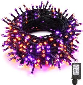 img 4 attached to 🎃 98.42ft 300 LED Orange & Purple Halloween Lights by PhilzOps - Connectable, 8 Modes, Plug in Twinkle Purple Lights Waterproof for Holiday Party Home Decor