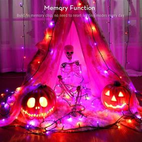 img 3 attached to 🎃 98.42ft 300 LED Orange & Purple Halloween Lights by PhilzOps - Connectable, 8 Modes, Plug in Twinkle Purple Lights Waterproof for Holiday Party Home Decor