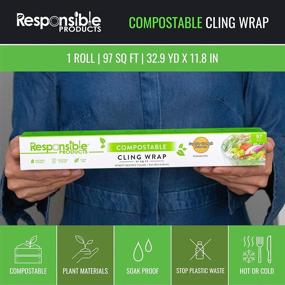 img 2 attached to 🌱 Responsible Products: Home Compostable Cling Wrap for Food - Non-Plastic Biodegradable Film, Reusable, Zero Waste, Non-Toxic