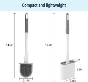 img 3 attached to 🚽 White Silicone Toilet Brush and Holder Set | Non-Slip Long Handle | Soft Bristles | Effortlessly Clean Toilet Corners | Floor Standing Bathroom Cleaning Brush