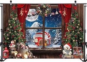 img 2 attached to 🎄 Mocsicka Rustic Christmas Backdrop | Window, Tree, Gifts, and Snow Mountain Photo Background | Candy Cane Winter Christmas North Pole Party Decorations | Photography Backdrops (7x5ft)